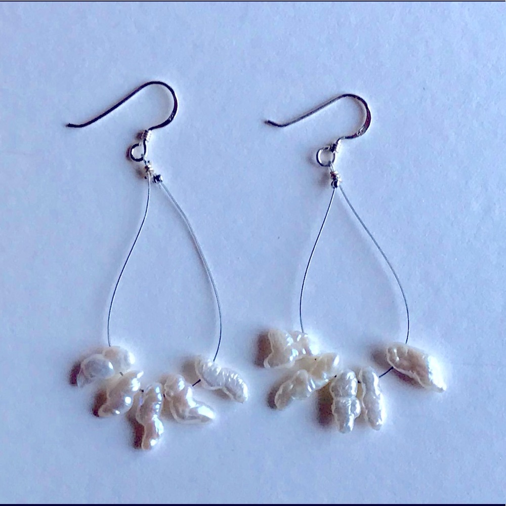 Handmade water pearl earrings